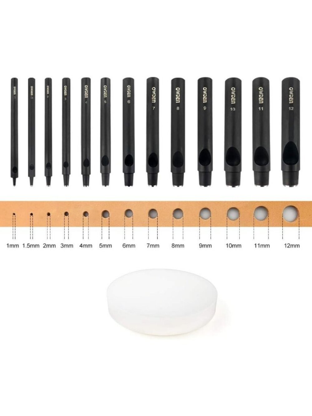 13-Piece Leather Hole Punch Set - Slim Style, Adjustable Sizes 1.0-12MM, Craft
